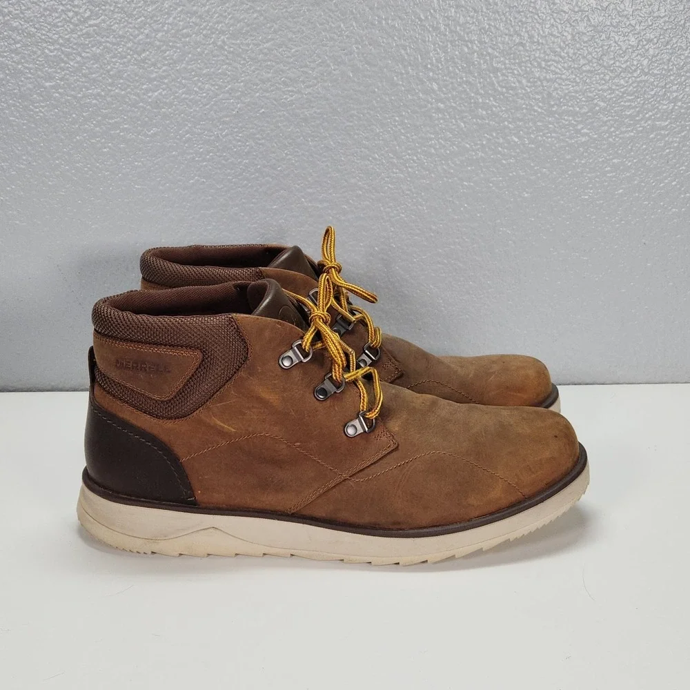 Merrell Epiction Boulder Mens 13 Brown Sugar Leather Chukka Boots Lace Up J23679
